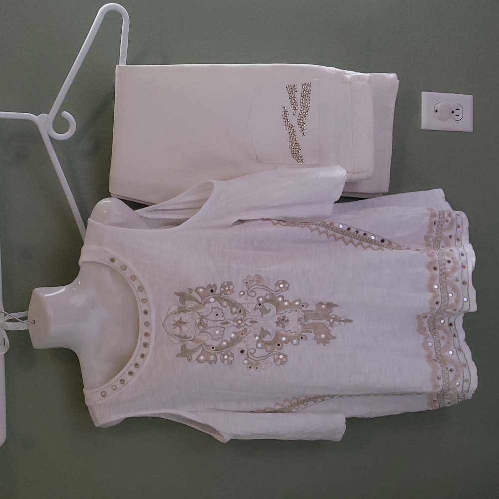 Chicos Size 1 and Michael Kors 10 white Jean's Set